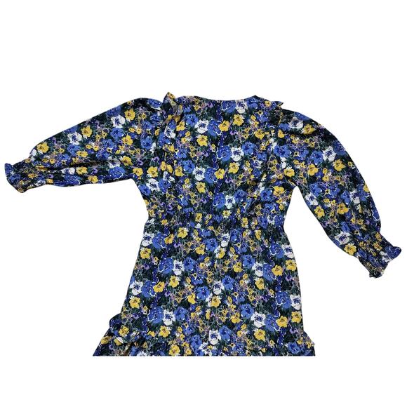 Code x Mode blue yellow casual ruffle tiered floral  maxi dress size S - Picture 9 of 14